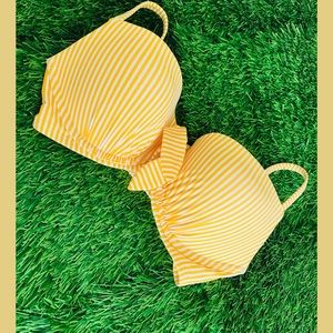 White striped swim bra